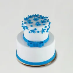 Blue Bow 2 Tier Truffle Cake 3 Kg