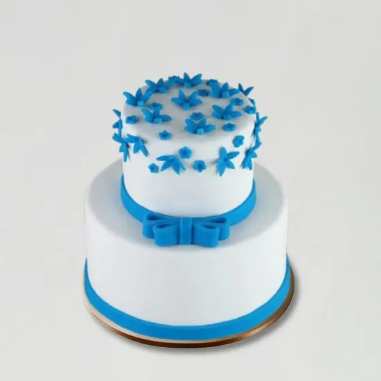 Order Blue Bow 2 Tier Truffle Cake 3 Kg Online in Bhopal - Blue Heaven Blue Bow 2 Tier Truffle Cake 3 Kg - Blue Heaven