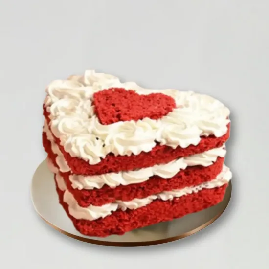 Enchanting Heart Shaped Red Velvet Cake