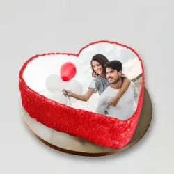 Heart Shaped Red Velvet Photo Cake