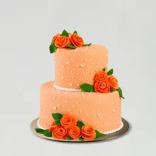 Peach Roses Truffle 2 Tier Cake