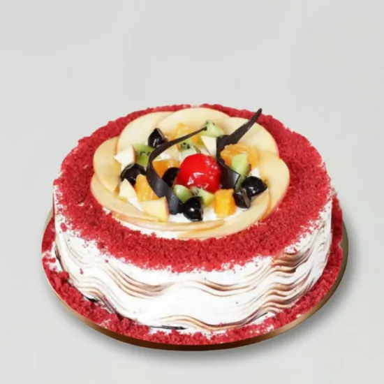 Order Red Velvet Fresh Fruit Cake Online in Bhopal - Blue Heaven Red Velvet Fresh Fruit Cake - Blue Heaven