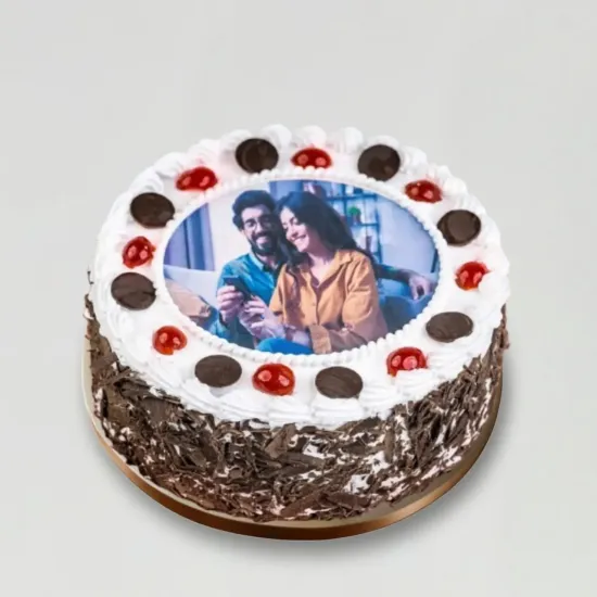Order Round Black Forest Photo Cake Online in Bhopal - Blue Heaven Round Black Forest Photo Cake - Blue Heaven