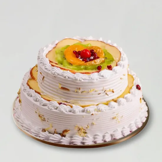 Two Tier Vanilla Fruit Cake - Blue Heaven