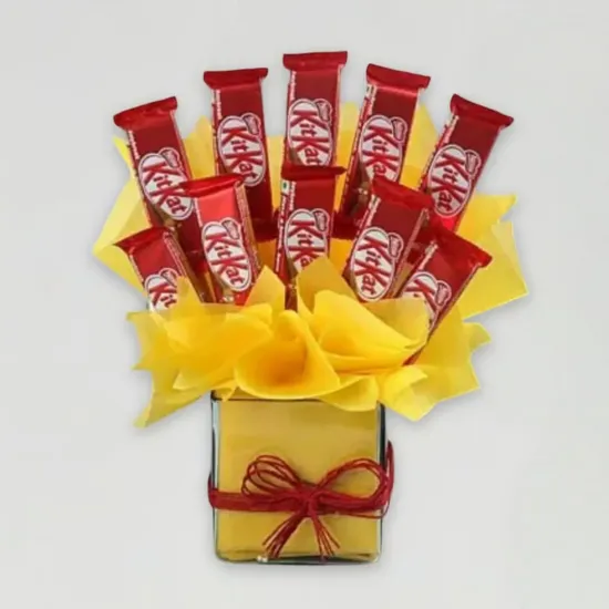 Order Nestle Kitkat Vase Arrangement Online in Bhopal - Blue Heaven Bakery Nestle Kitkat Vase Arrangement - Blue Heaven