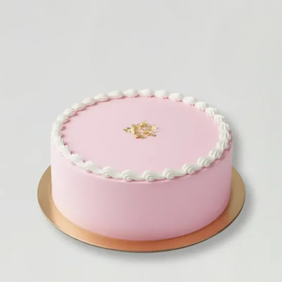 Aesthetic pastel pink cake with white border piping by Blue Heaven
