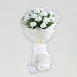 12 White Carnations Bouquet 12 White Carnations Bouquet