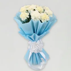 12 White Carnations Two-Layered Bouquet 12 White Carnations Two-Layered Bouquet