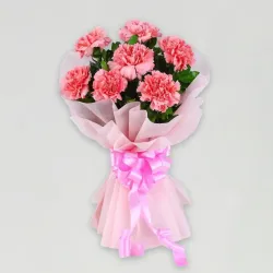 Beautiful 8 Pink Carnations Flower Bouquet Beautiful 8 Pink Carnations Flower Bouquet