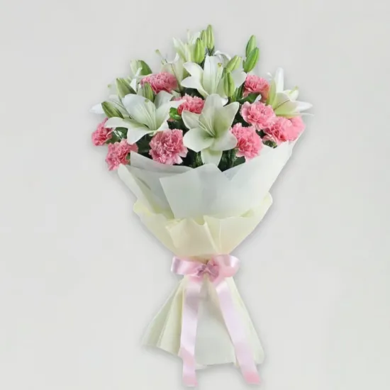 Order Asiatic Lilies & Carnations Mixed Bouquet Online in Bhopal - Blue Heaven Asiatic Lilies & Carnations Mixed Bouquet - Blue Heaven