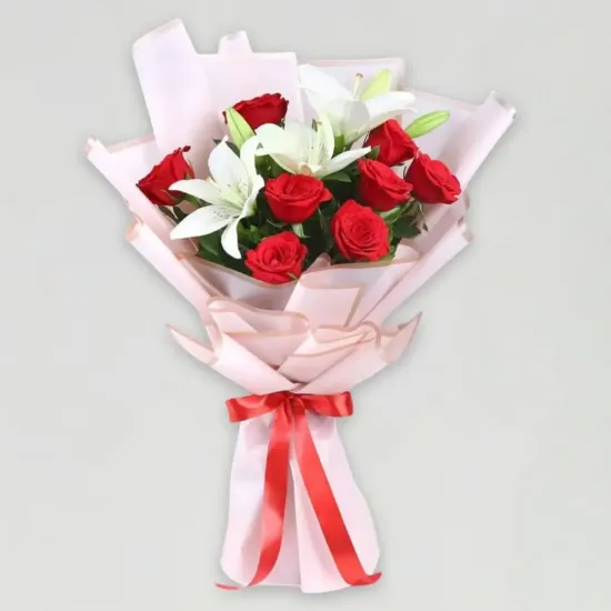 Order Lily and Carnation Love Embrace Online in Bhopal - Blue Heaven Lily and Carnation Love Embrace - Blue Heaven