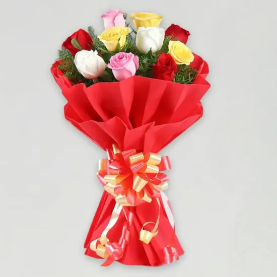 10 Mix Roses Bouquet - Blue Heaven