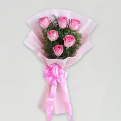 6 Pink Roses Bunch 6 Pink Roses Bunch