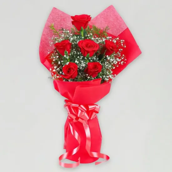 6 Red Roses Bunch - Blue Heaven