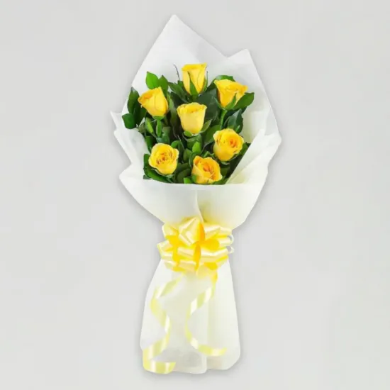Order 7 Yellow Roses Bunch Online in Bhopal - Blue Heaven Bakery 7 Yellow Roses Bunch - Blue Heaven