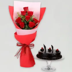 8 Red Roses with Truffle Cake Combo 8 Red Roses with Truffle Cake Combo