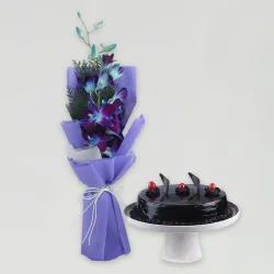 Enchanting Orchid Bouquet & Truffle Cake Combo Enchanting Orchid Bouquet & Truffle Cake Combo