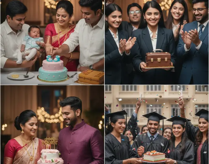 Families celebrating special occasions with customized cakes during birthdays, graduations and family events