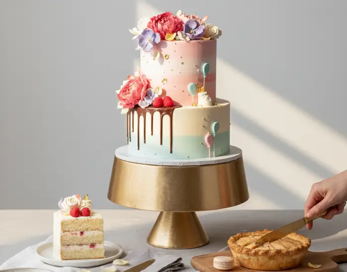 Natural Light Cake Styling – Soft Premium Look Cake styled with natural daylight creating soft shadows and a premium look