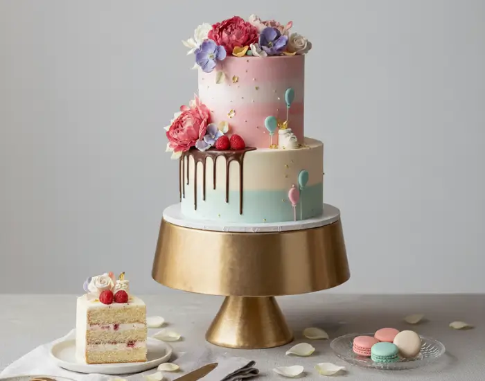 Minimal Props Cake Styling – Elegant Premium Setup Premium cake styled with minimal props for a clean and elegant look