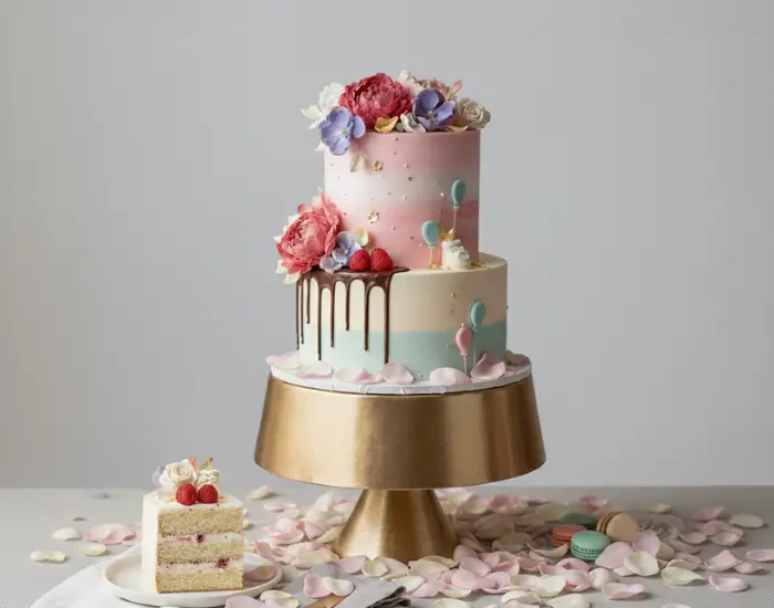 Theme-Based Cake Styling – Matching Elements for a Premium Look Premium cake styled with matching theme elements and soft floral accents