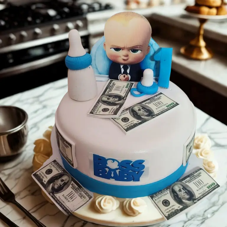 Boss Baby theme fondant cake for kids birthday by Blue Heaven, online cake delivery in Bhopal