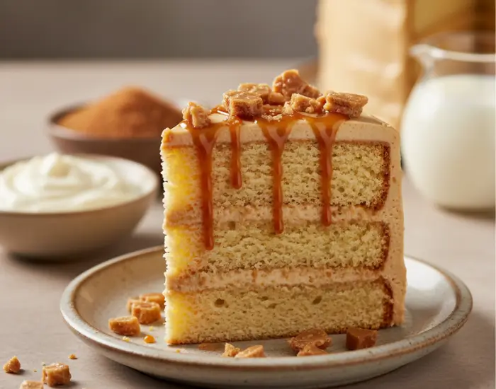 Eggless Butterscotch cake slice with caramel – Blue Heaven online cake delivery in Bhopal