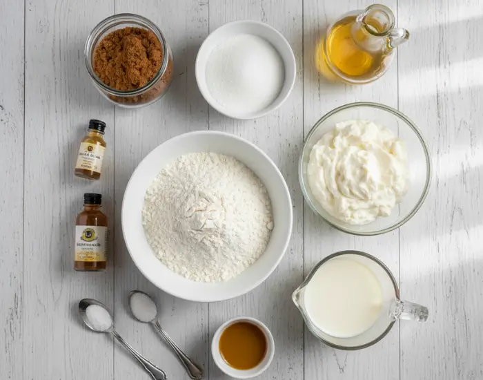 Ingredients for making eggless butterscotch cake at home