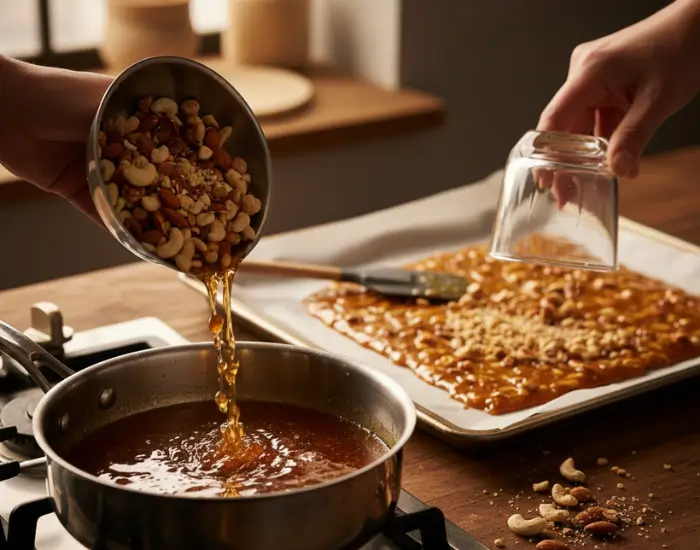 Homemade butterscotch sauce preparation for eggless cake recipe