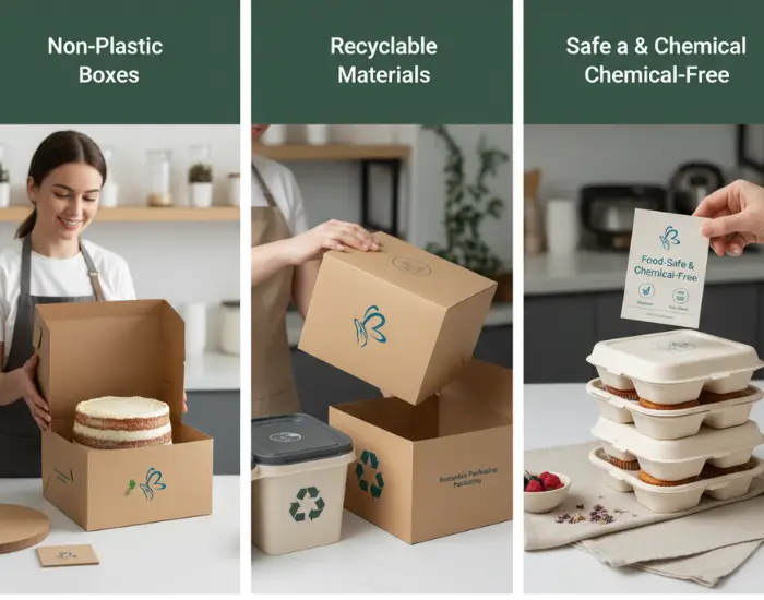 Sustainable Cake Packaging Boxes – Blue Heaven Bakery 2025 Eco-friendly cake packaging boxes used by Blue Heaven for safe and green delivery