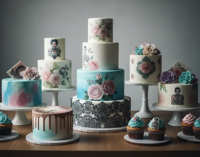 Edible Art cake with printed florals, watercolor designs and cake tattoos – Blue Heaven
