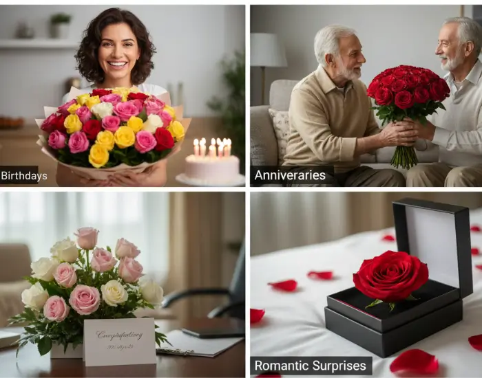 Rose bouquets used for gifting on birthdays, anniversaries, and romantic celebrations